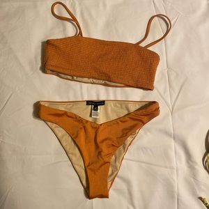 Kendall and Kylie Orange High rise cheeky bikini